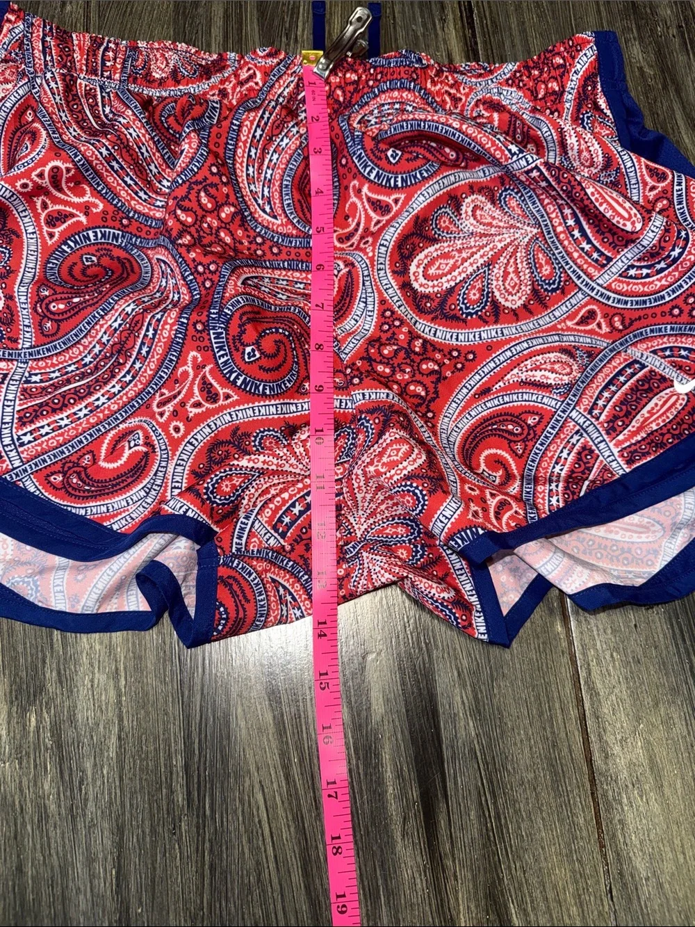Nike Blue Shorts with Red Paisley Waistband